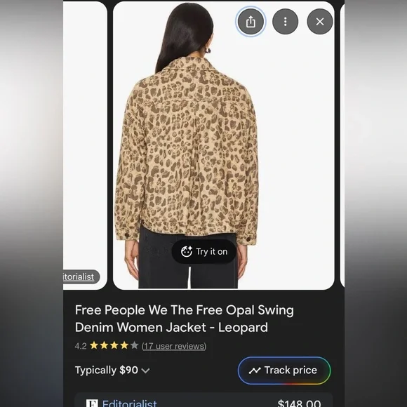 NWT! Free People Leopard Print Denim Jacket - Picture 8 of 9